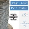 Laureola Industries 1/8" to 3/16" PVC Coated Clear Color Galvanized Cable 7x7 Strand Aircraft Cable Wire Rope, 500 ft ZAG018316-77-GPC-500